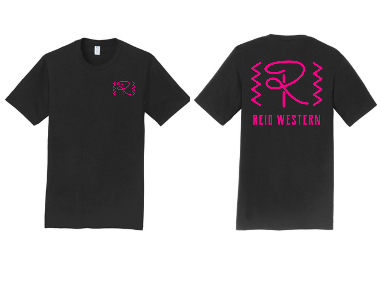 Reid Western T-shirt - Black with Hot Pink Accents