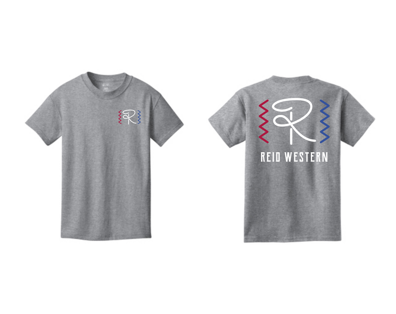 Reid Western T-Shirt Gray With Red White & Blue