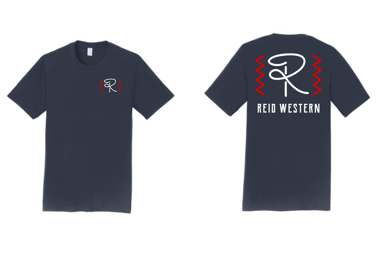 Reid Western T-Shirt Blue With White & Red