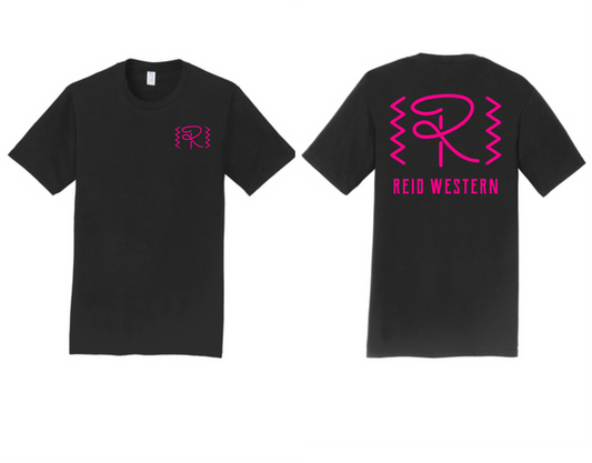 Reid Western T-shirt - Black with Hot Pink Accents