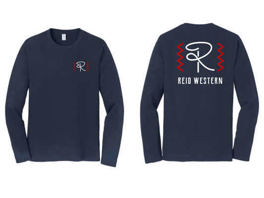 Navy Long Sleeve Shirt with Red, White, and Blue Accents